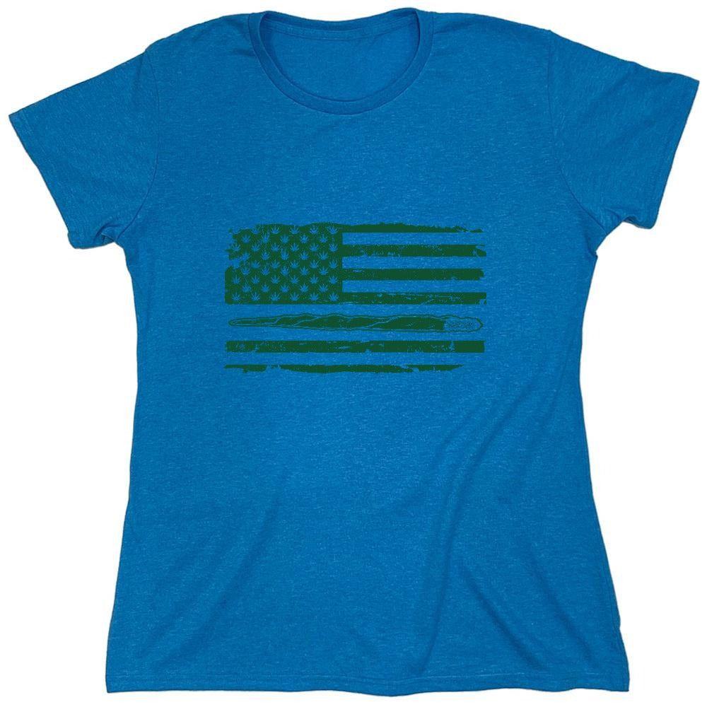 Funny T-Shirts design "420 USA Flag T-Shirt - Womens"