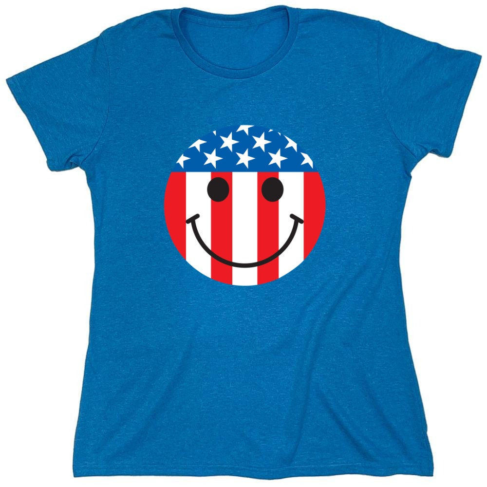 Funny T-Shirts design "American Flag Smile - Patriotic Shirt - Womens"