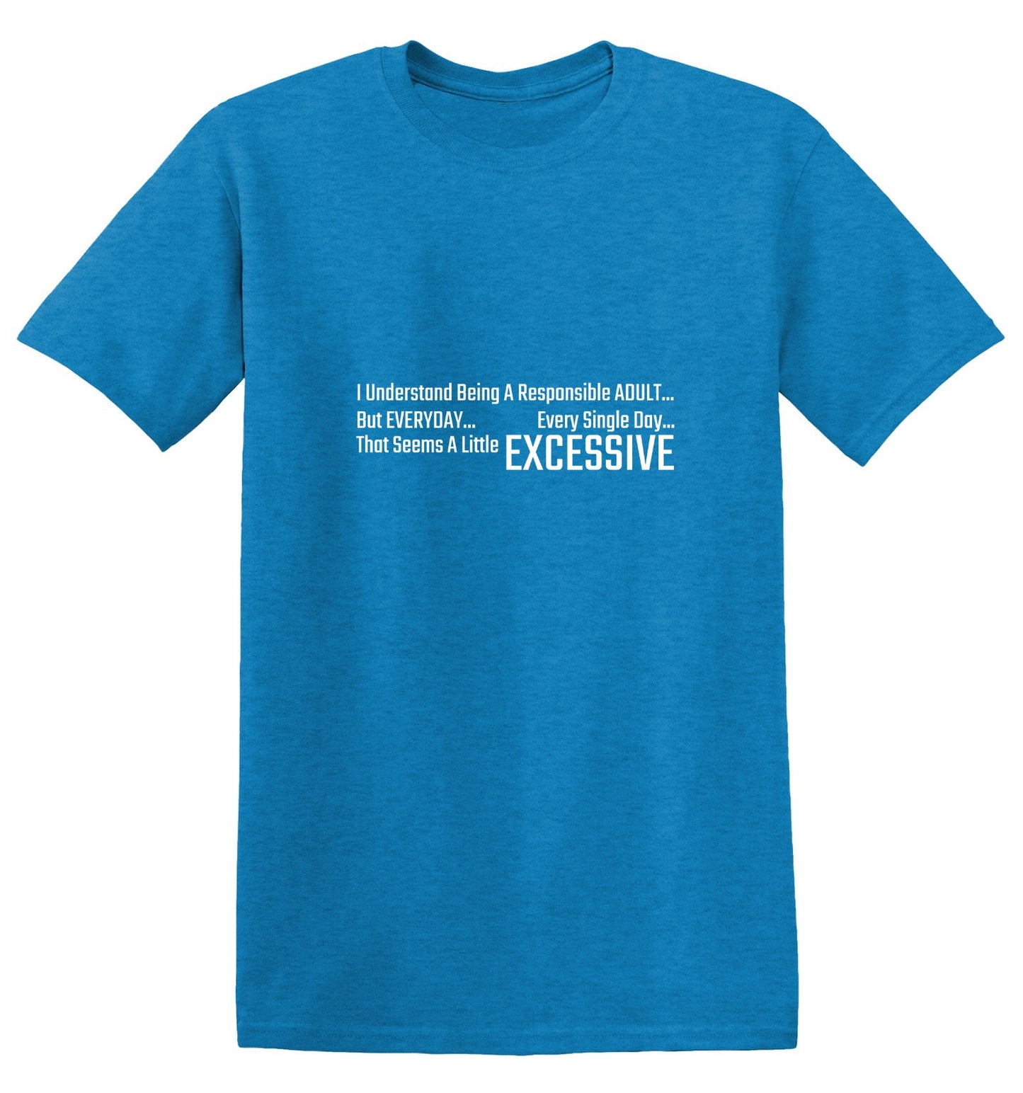 Funny T-Shirts design "I Understand Being A Responsible ADULT But Every Day... Every Single Day...That Seems Excessive T-Shirt"