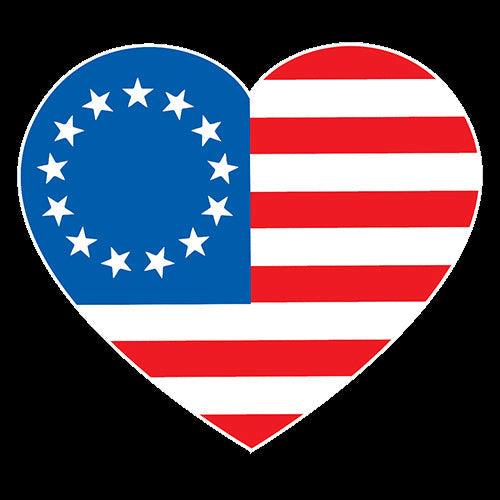 Funny T-Shirts design "Betsy Ross Heart Shaped American Flag - Patriotic T-Shirt"