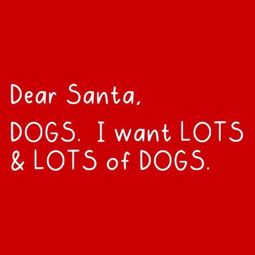 Funny T-Shirts design "Dear Santa, Dogs. I want Lots And Lots Of Dogs"