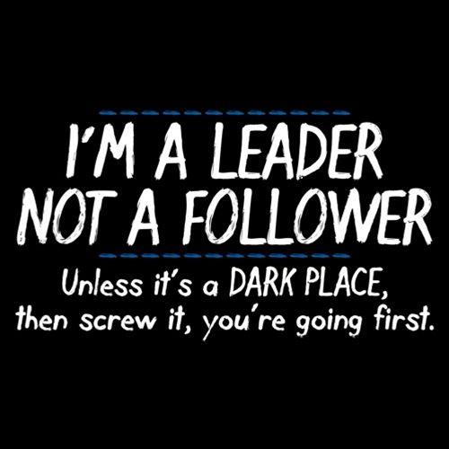 Funny T-Shirts design "I'm A Leader Not A Follower Unless It's A Dark Place Then Screw It You're Going"