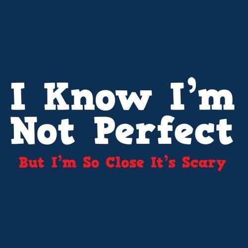 Funny T-Shirts design "I Know I'm Not Perfect But I'm So Close It's Scary"