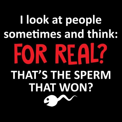 I Look At People Sometimes And Think For Real Thats The Sperm That Won