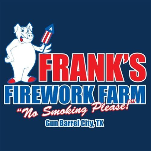 Funny T-Shirts design "Frank's Firework Farm Gun Barrel City, No Smoking Please, Gun Barrel City TX - Patriotic Shirt"