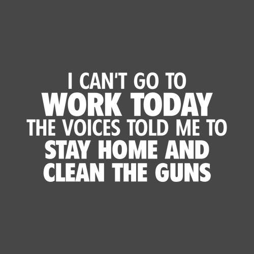 I Can't Go To Work Today. The Voices Told Me To Stay Home And Clean The Guns - Roadkill T-Shirts