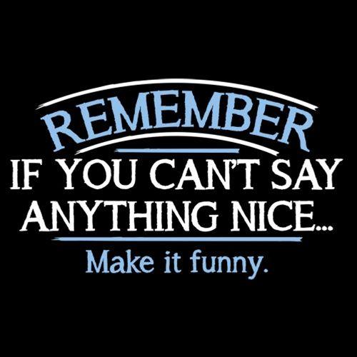 Funny T-Shirts design "Remember, If You Can't Say Anything Nice Make It Funny"