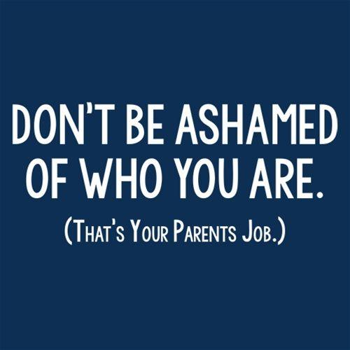 Funny T-Shirts design "Don't Be Ashamed Of Who You Are. That's Your Parents Job T-Shirt"