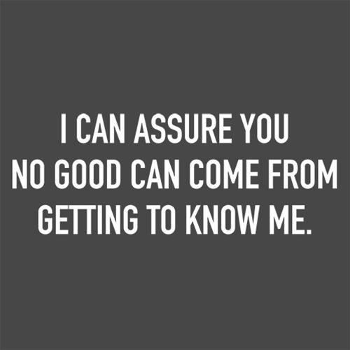 I Can Assure You No Good Can Come From Getting To Know Me - Roadkill T-Shirts