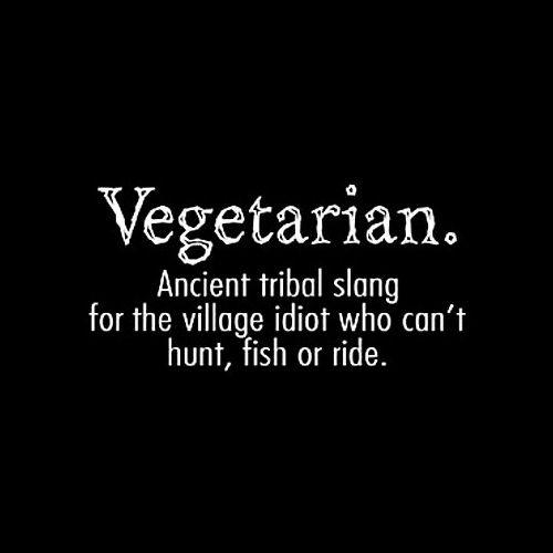 Funny T-Shirts design "Vegetarian Ancient Tribe Slang For Someone Who Can Hunt Fish or Ride"