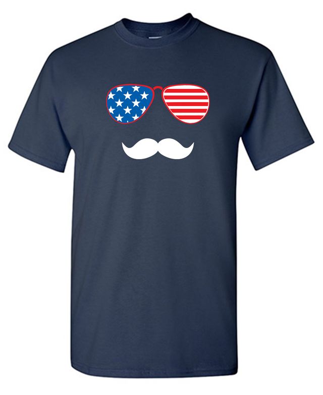 Flag Sunglasses Moustache - Patriotic Shirt this Independence Day