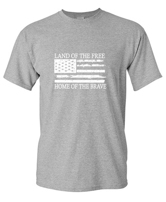 Funny T-Shirts design "Land of the Free Home of the Brave  T-Shirt - Tall Tee"