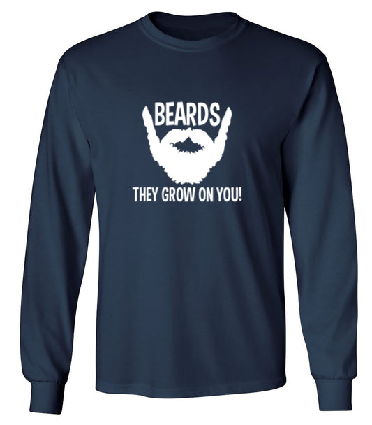 Funny T-Shirts design "Beards They Grow On You T-Shirt - Long Sleeve"