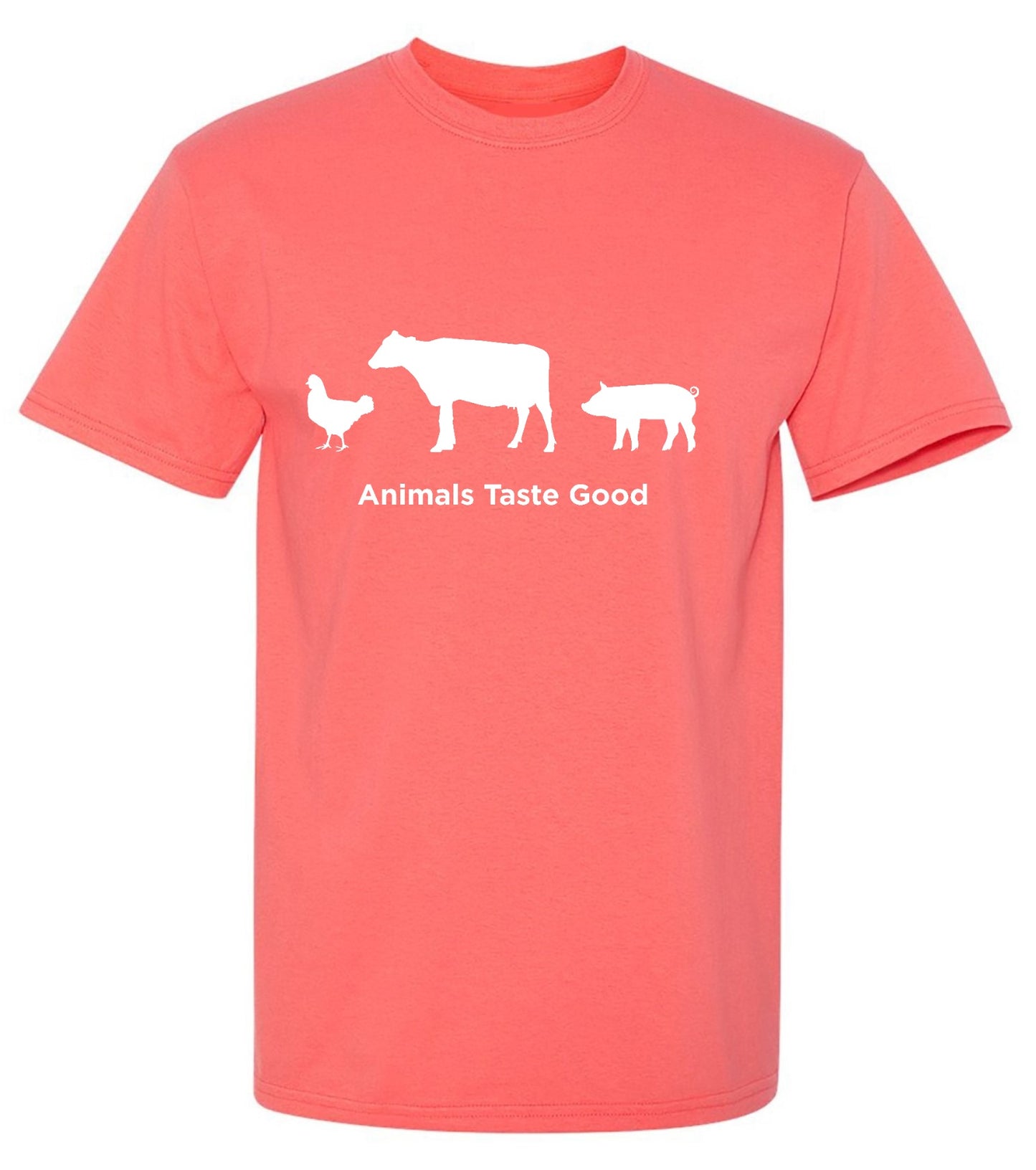Funny T-Shirts design "Animals Taste Good - Ring Spun Tee"