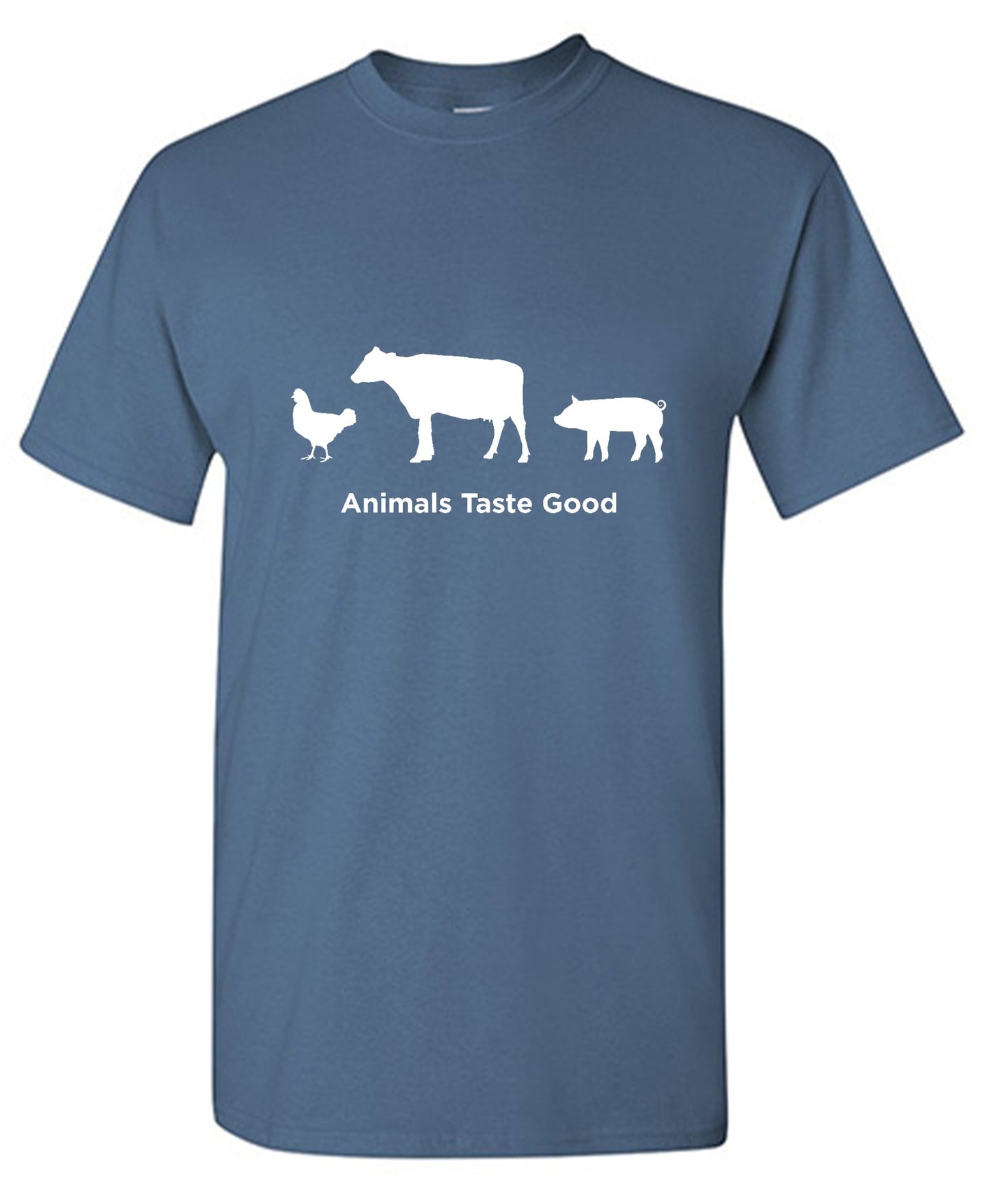 Funny T-Shirts design "Animals Taste Good - Ring Spun Tee"