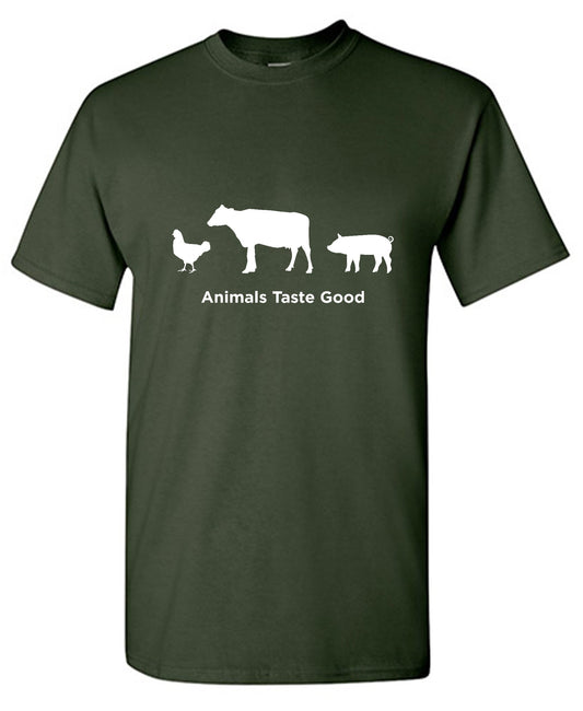 Funny T-Shirts design "Animals Taste Good - Tall Tee"