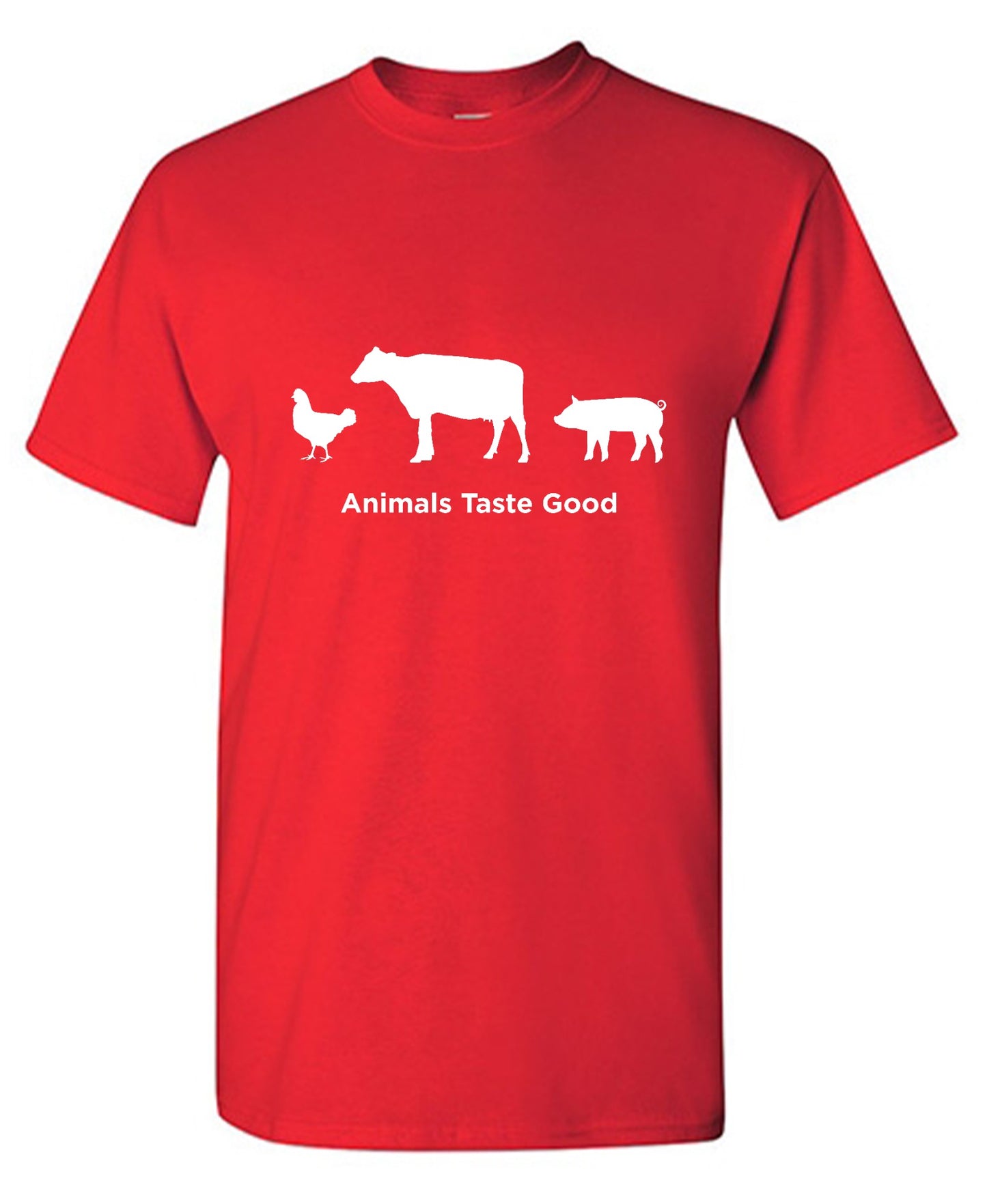 Funny T-Shirts design "Animals Taste Good - Ring Spun Tee"
