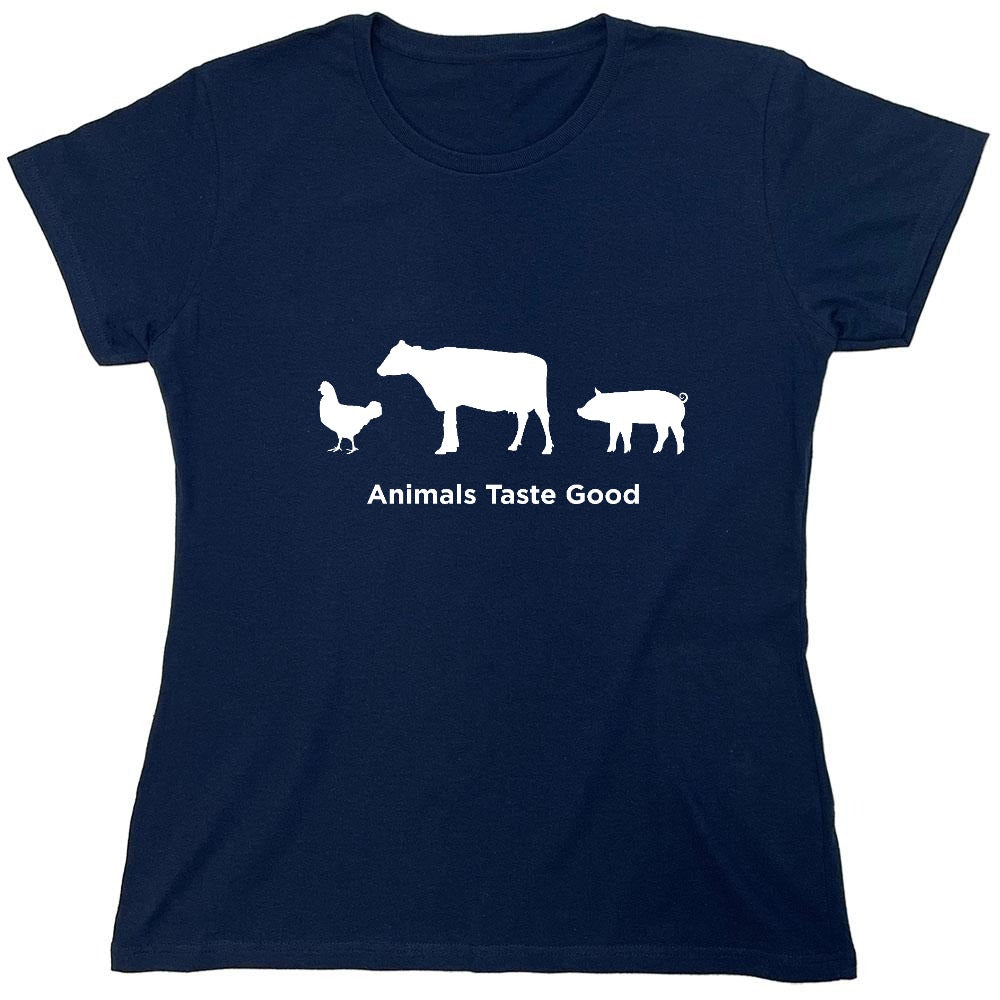 Funny T-Shirts design "Animals Taste Good - Womens"