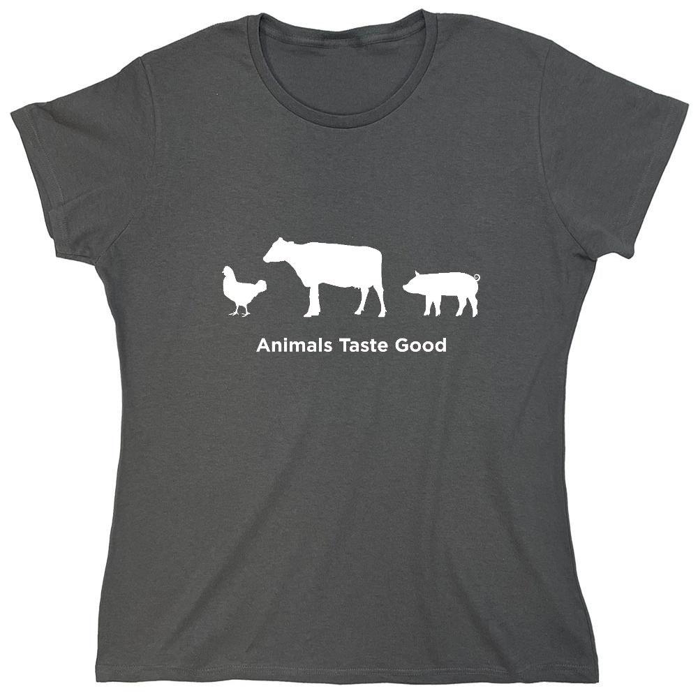 Funny T-Shirts design "Animals Taste Good - Womens"