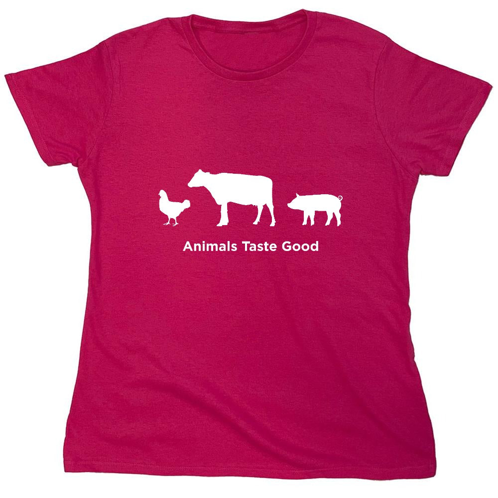 Funny T-Shirts design "Animals Taste Good - Womens"