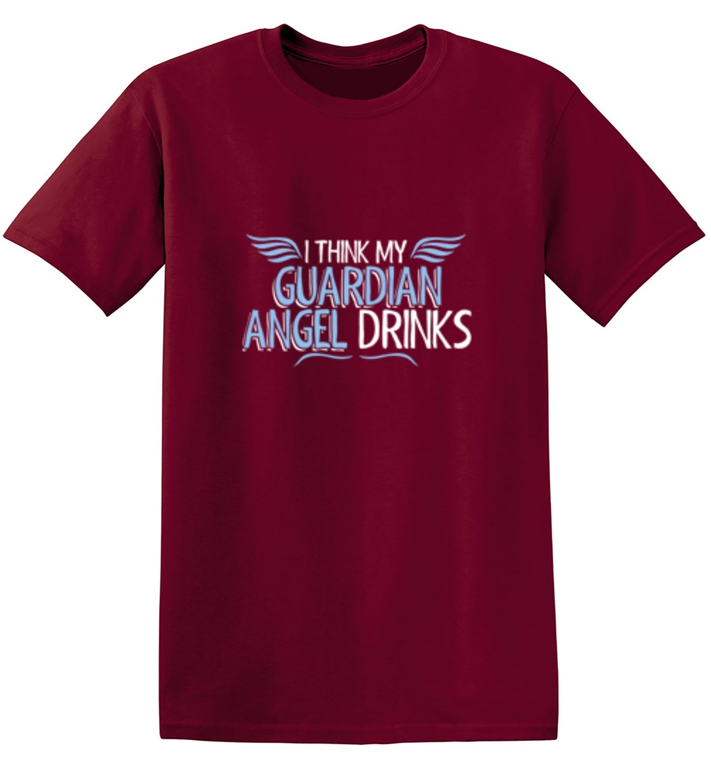 Funny T-Shirts design "I Think My Guardian Angel Drinks"