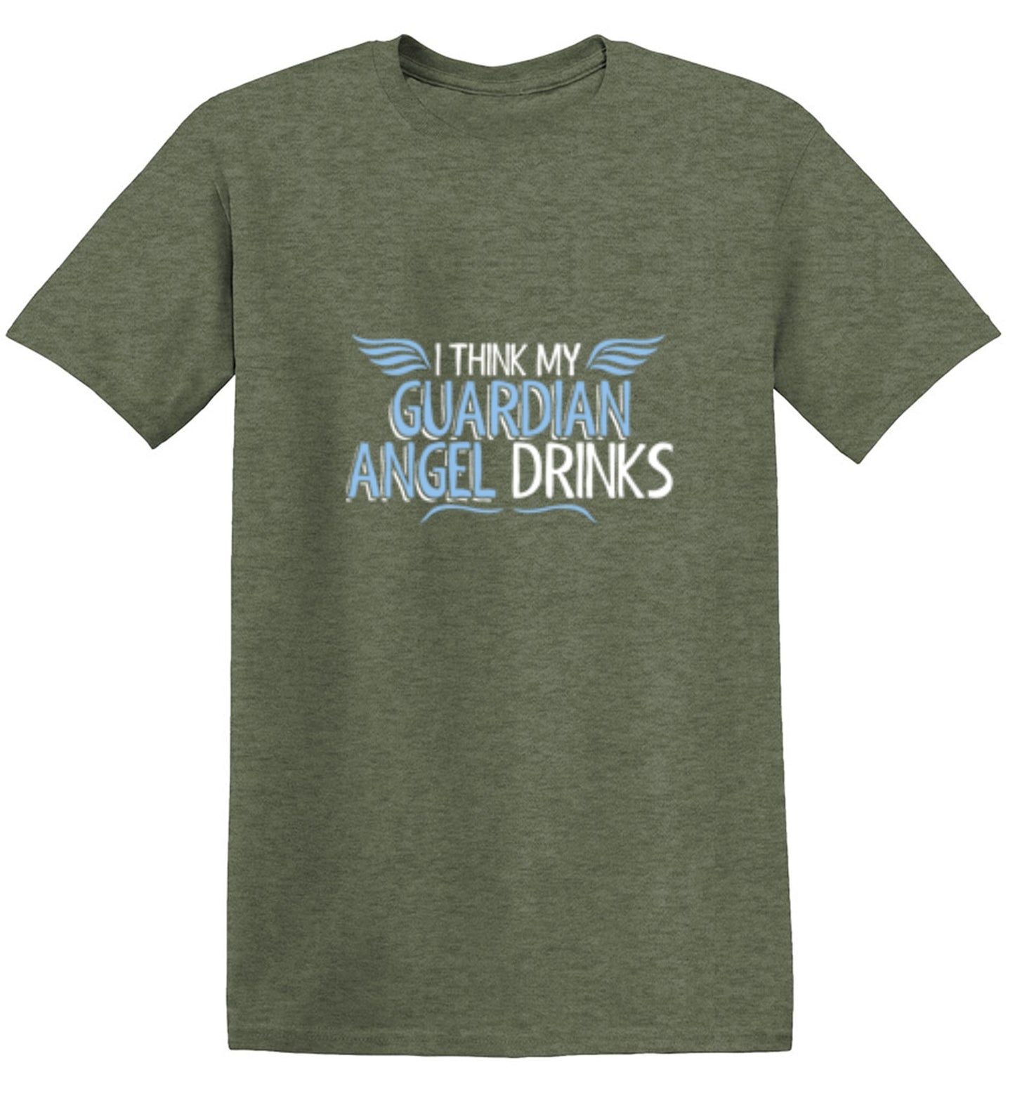 Funny T-Shirts design "I Think My Guardian Angel Drinks"