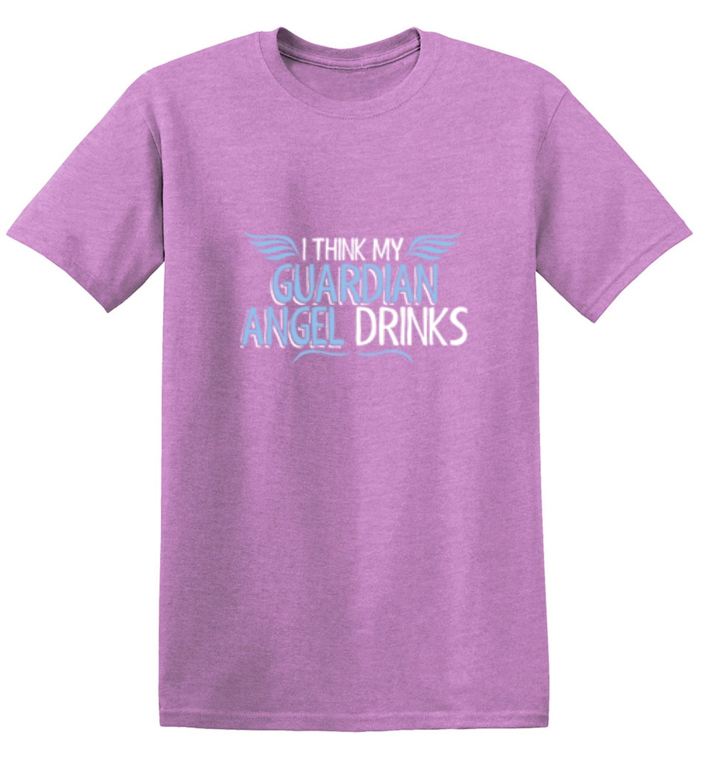 Funny T-Shirts design "I Think My Guardian Angel Drinks"