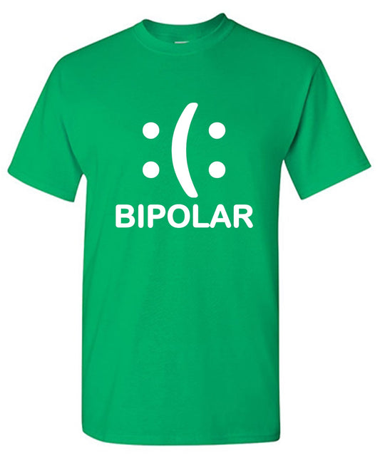 Funny T-Shirts design "Bipolar Emoticon Smile Face Sad Face"