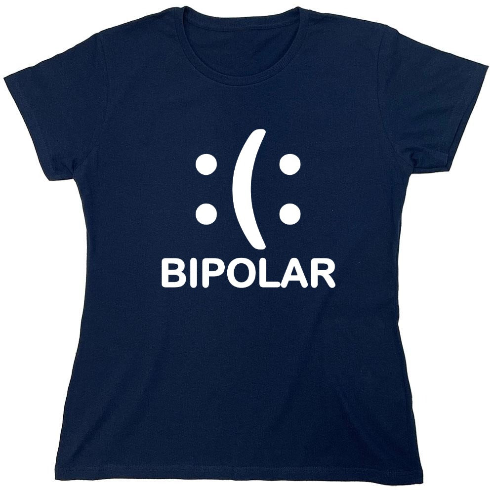 Funny T-Shirts design "Bipolar Emoticon Smile Face Sad Face - Womens"