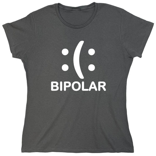 Funny T-Shirts design "Bipolar Emoticon Smile Face Sad Face - Womens"