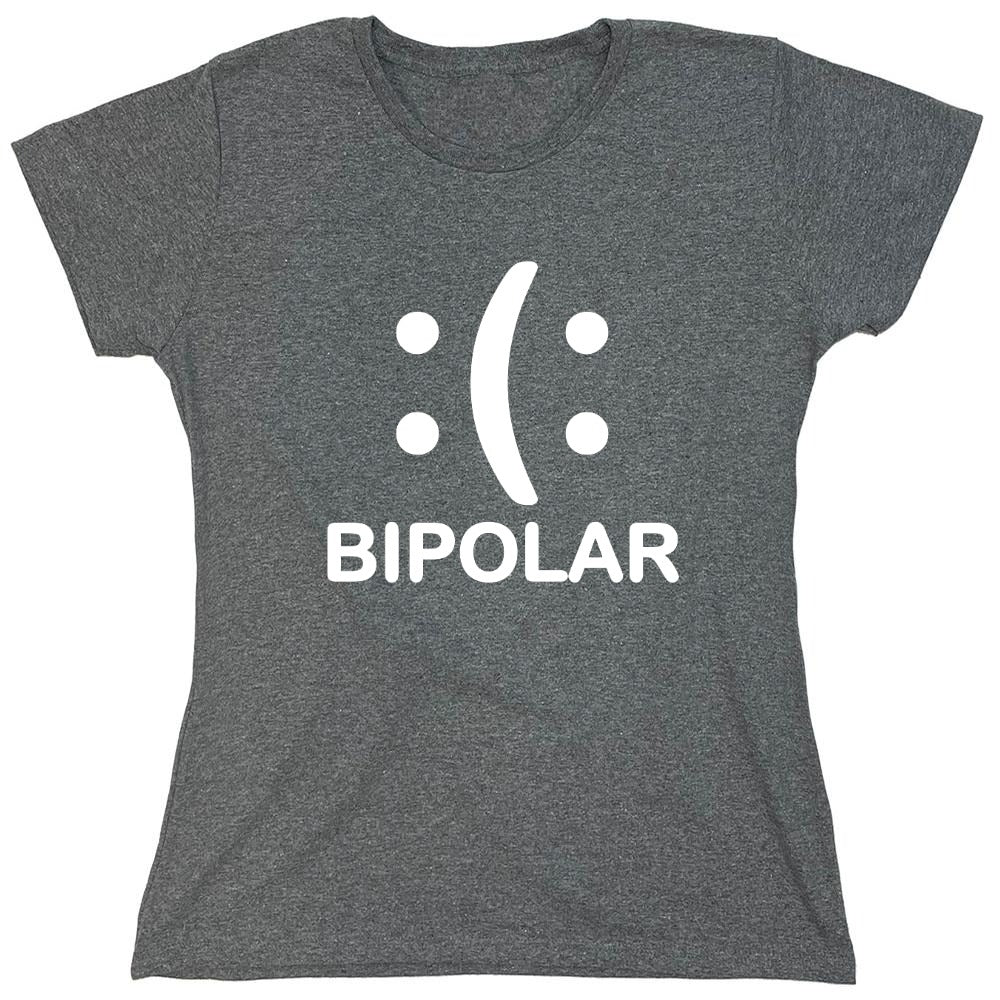 Funny T-Shirts design "Bipolar Emoticon Smile Face Sad Face - Womens"