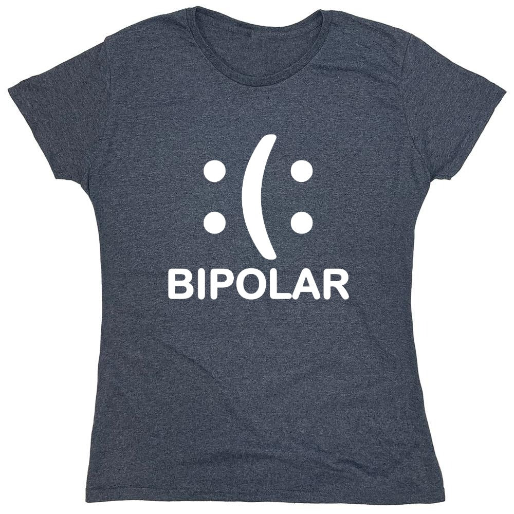 Funny T-Shirts design "Bipolar Emoticon Smile Face Sad Face - Womens"
