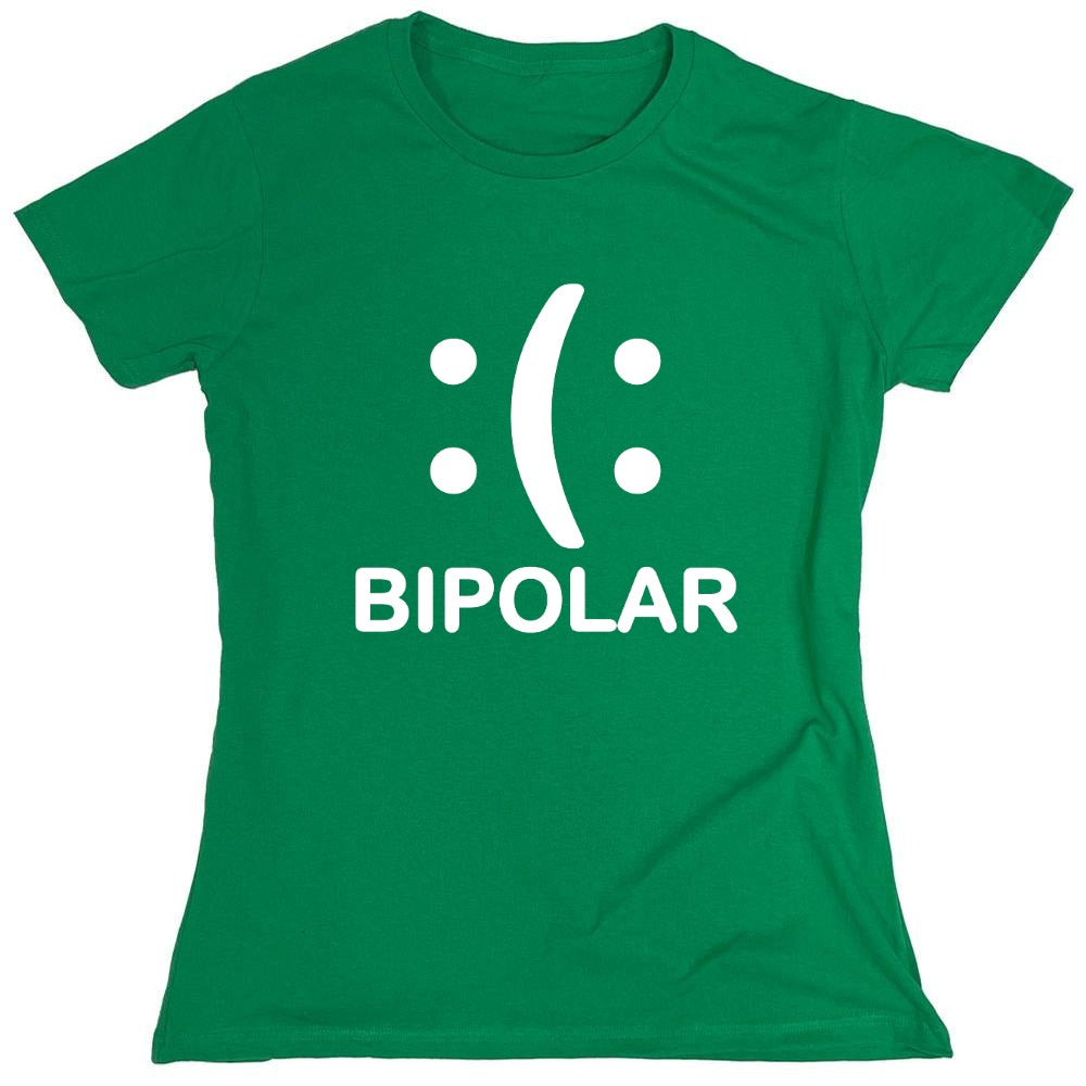 Funny T-Shirts design "Bipolar Emoticon Smile Face Sad Face - Womens"