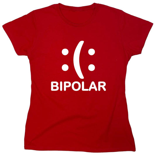 Funny T-Shirts design "Bipolar Emoticon Smile Face Sad Face - Womens"