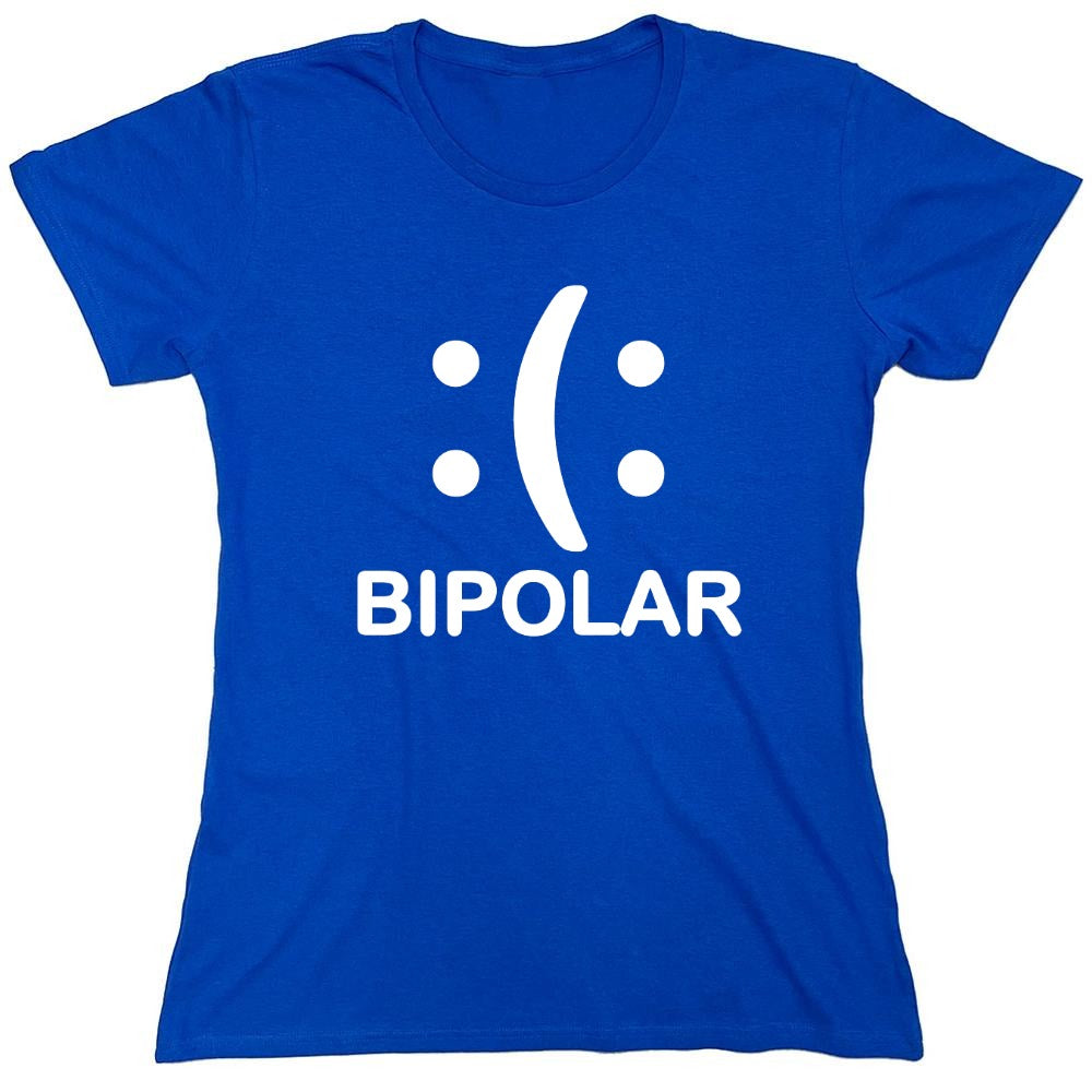 Funny T-Shirts design "Bipolar Emoticon Smile Face Sad Face - Womens"