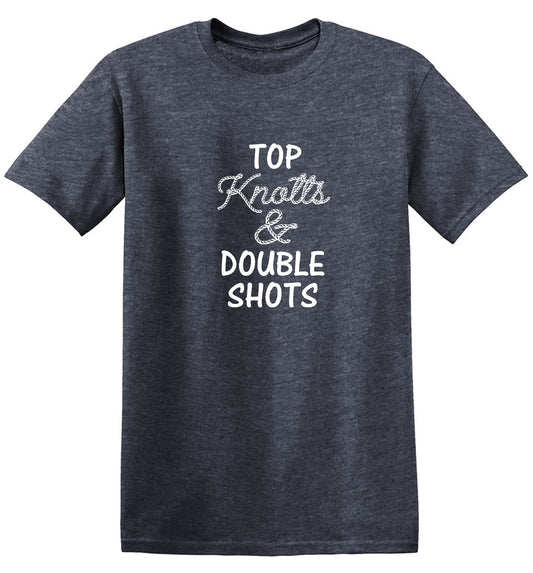 Funny T-Shirts design "Top knotts and double shots"