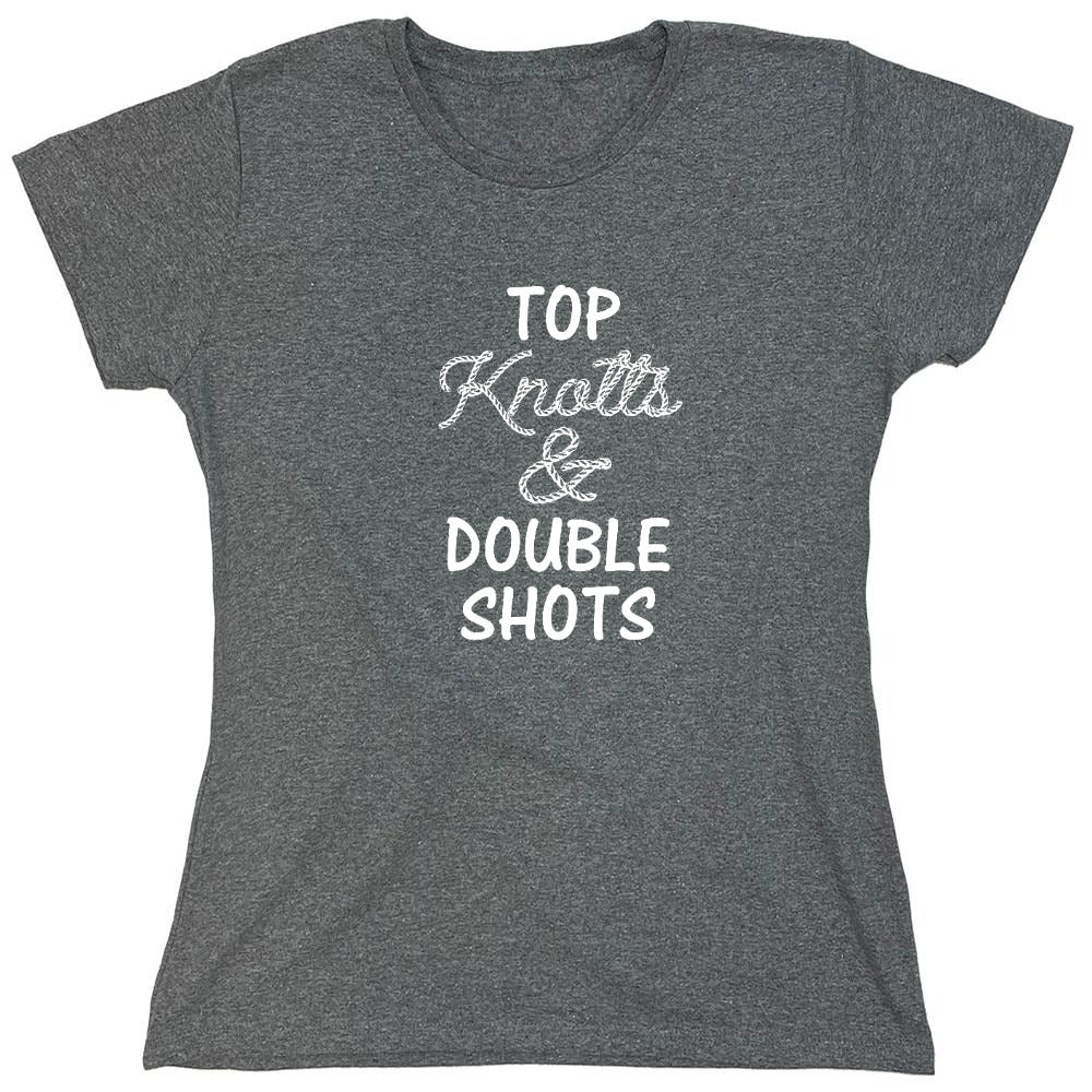 Funny T-Shirts design "Top knotts and double shots - Womens"