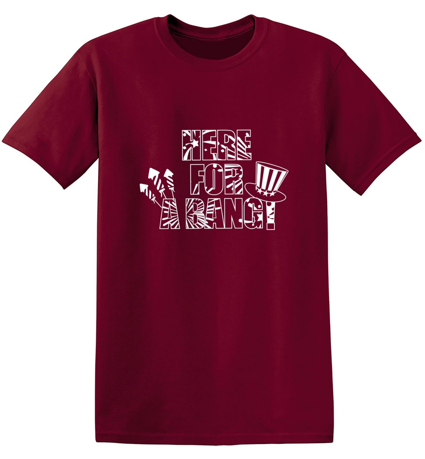 Funny T-Shirts design "HERE FOR A BANG - 4th of July Funny T-Shirt"