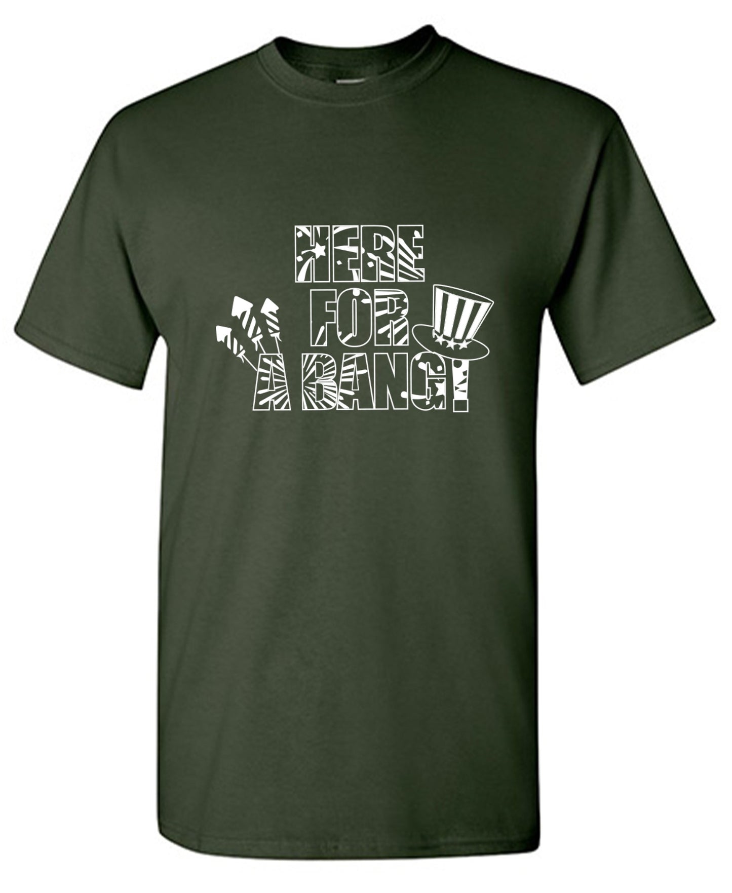 Funny T-Shirts design "HERE FOR A BANG - 4th of July Funny T-Shirt"