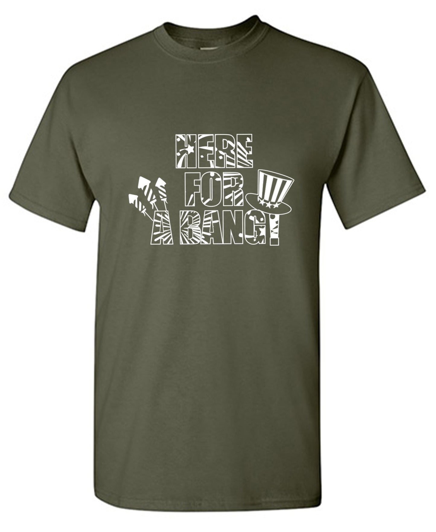 Funny T-Shirts design "HERE FOR A BANG - 4th of July Funny T-Shirt"