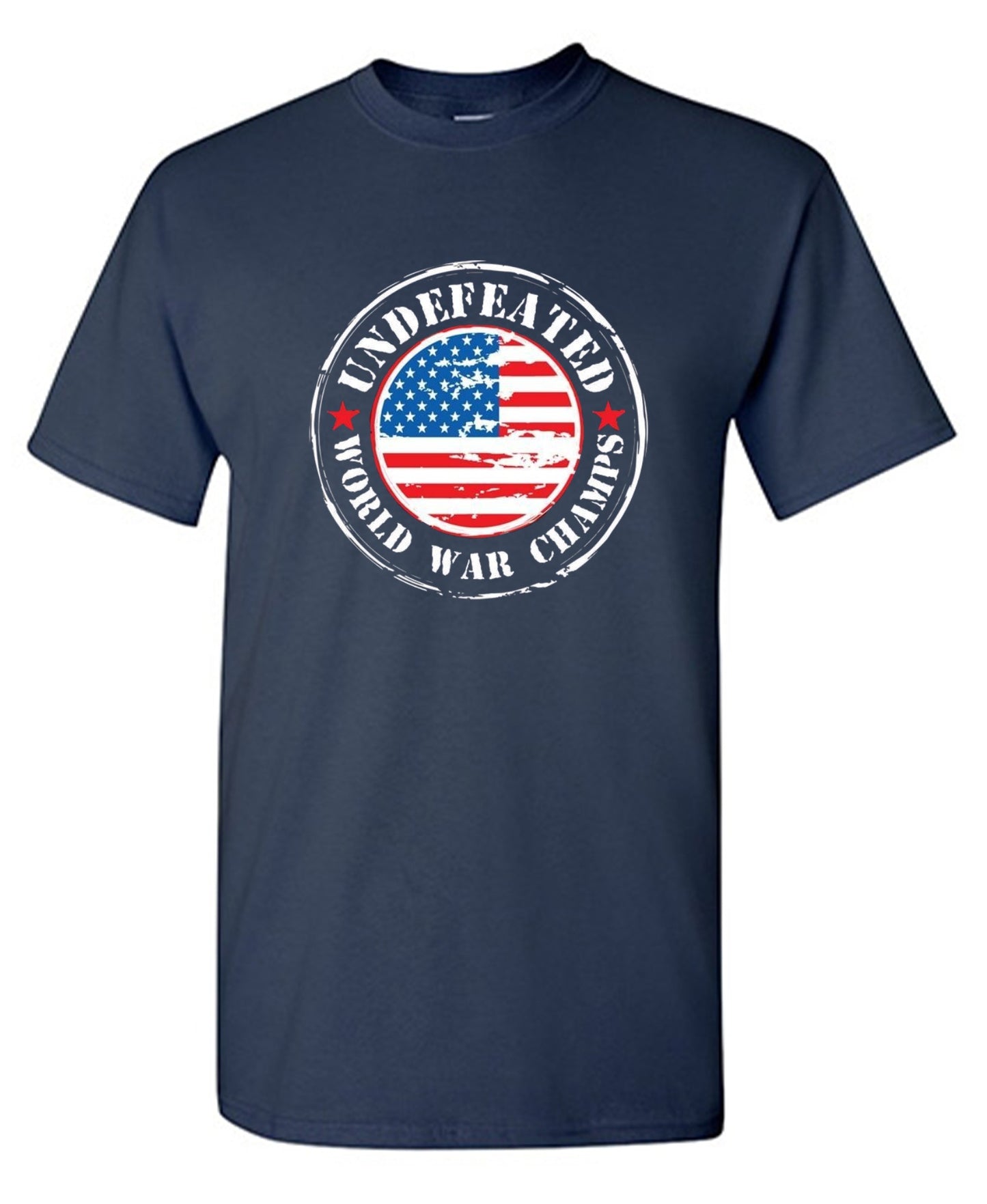 Funny T-Shirts design "Undefeated World War Champs - American Patriotic Shirt"