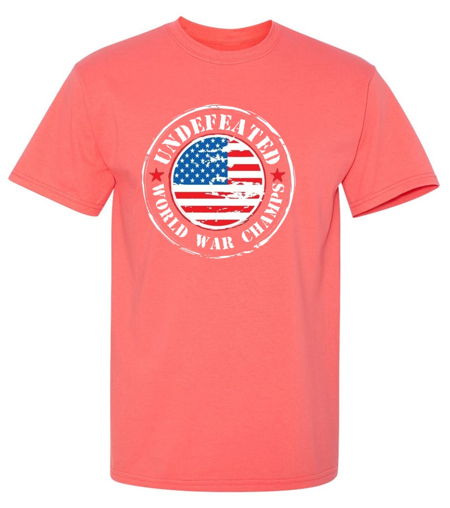 Funny T-Shirts design "Undefeated World War Champs - American Patriotic Shirt"