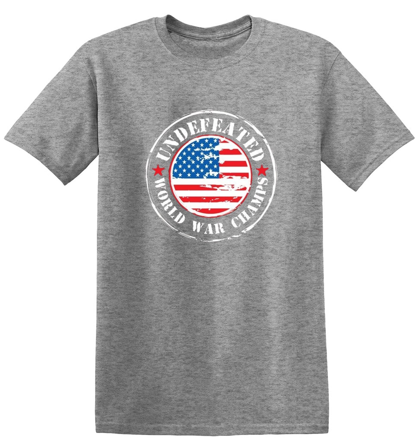Funny T-Shirts design "Undefeated World War Champs - American Patriotic Shirt"