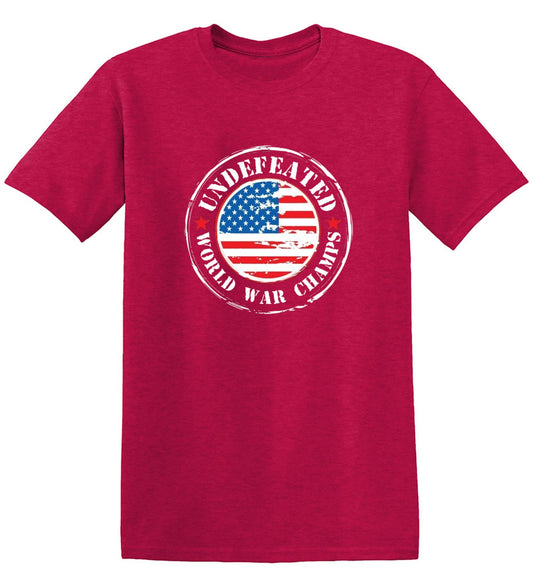 Funny T-Shirts design "Undefeated World War Champs - American Patriotic Shirt"