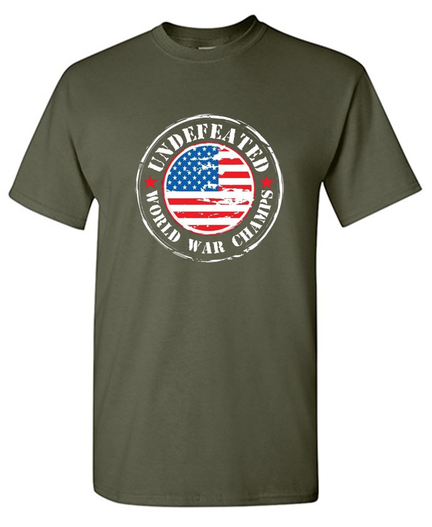 Funny T-Shirts design "Undefeated World War Champs - American Patriotic Shirt"