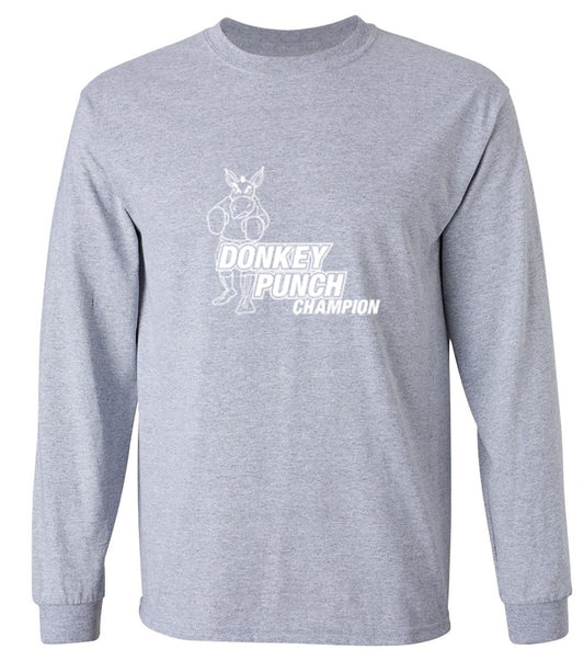 Funny T-Shirts design "Donkey Punch Champion - Long Sleeve"