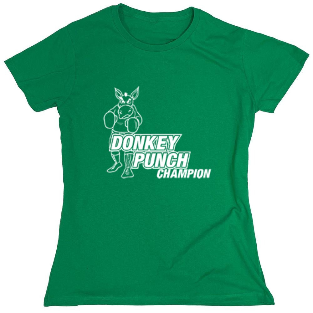Funny T-Shirts design "Donkey Punch Champion - Womens"