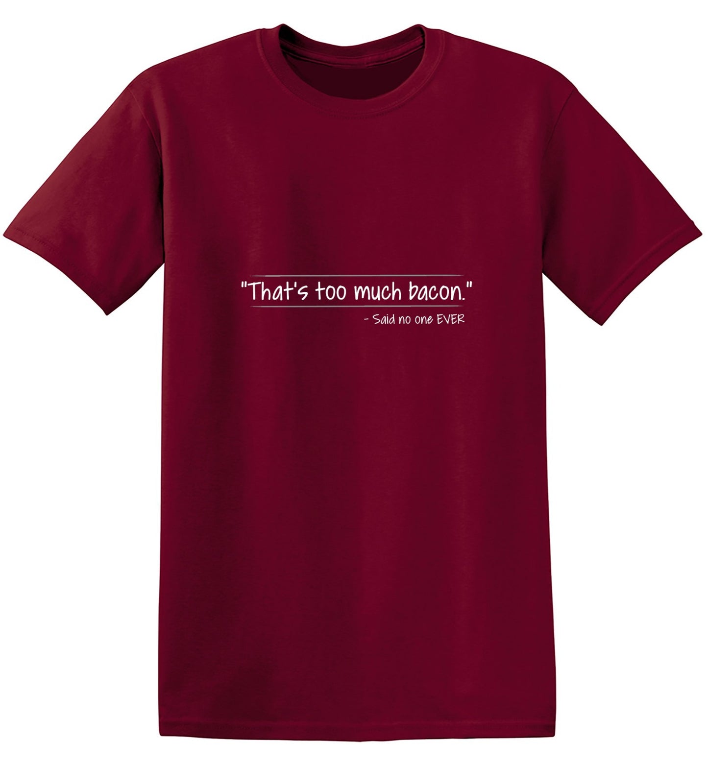 Funny T-Shirts design "That's Too Much Bacon Said No One Ever"
