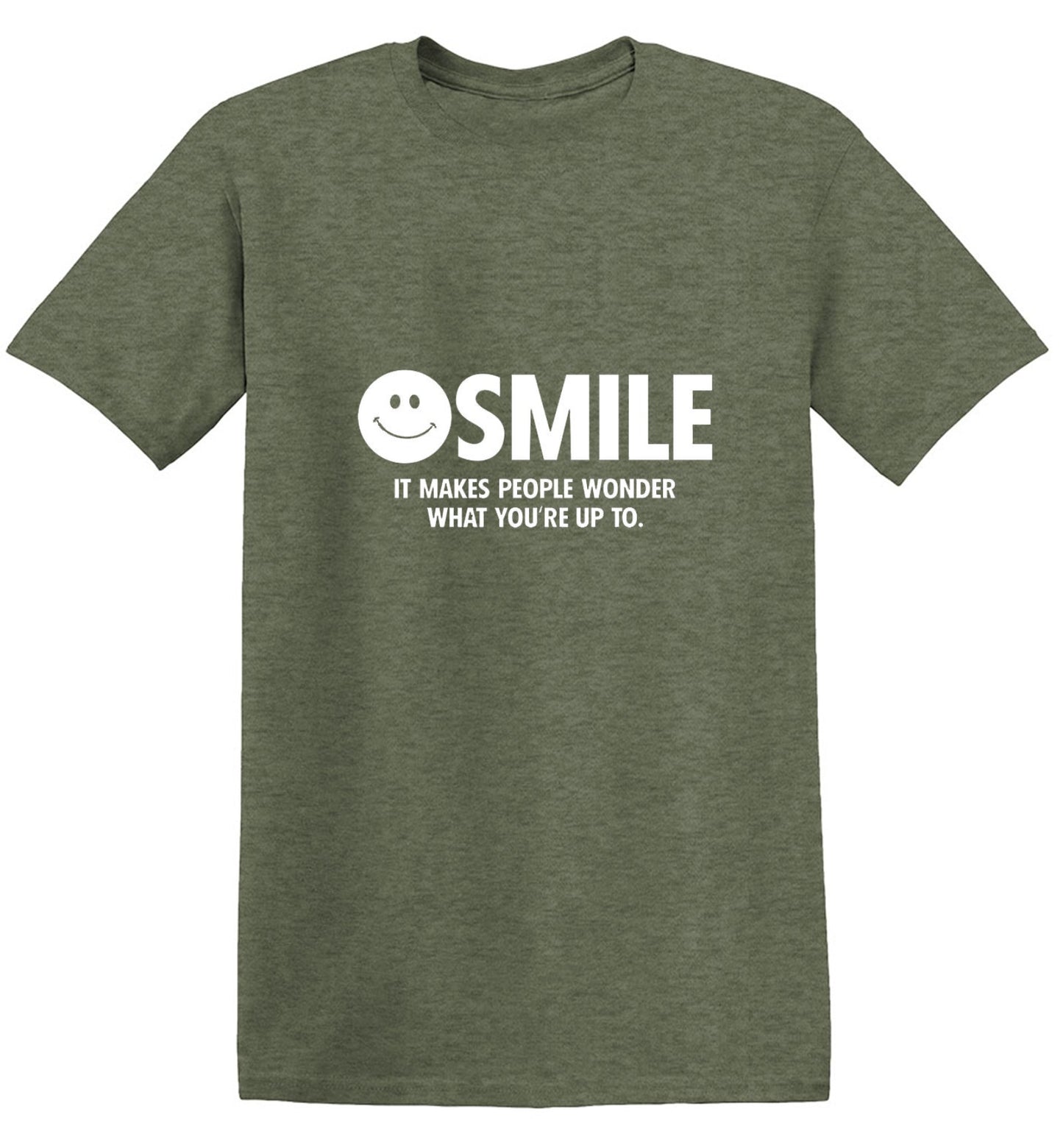 Funny T-Shirts design "Smile It Makes People Wonder What You Are Up To"