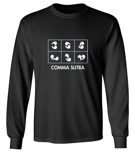 Funny T-Shirts design "Comma Sutra - Long Sleeve"
